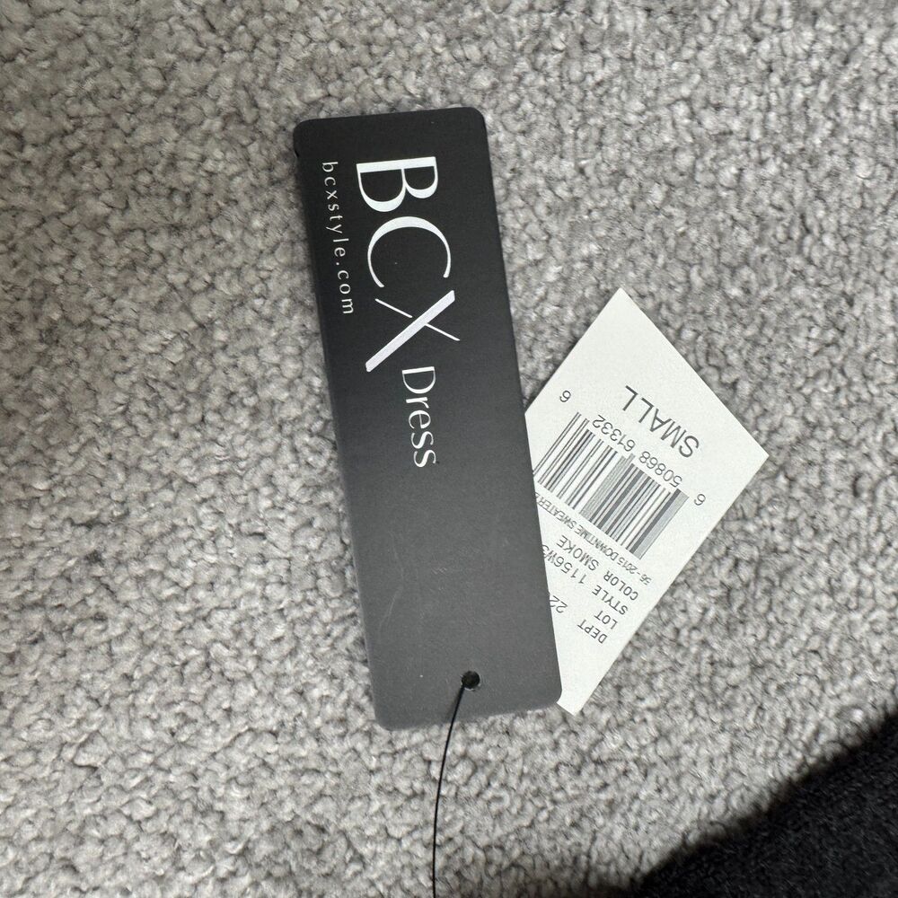 BCX Downtime A-Line Sweater Dress Womens Small smoke Gray Crew Neck Acrylic NWT - Picture 4 of 15